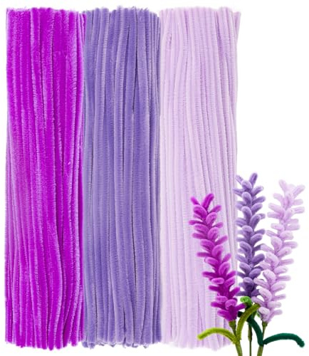 300 Pfeifenreiniger zum Basteln 30 cm Lang 6 mm Dick - 3 Farbverlauf Lila | Pipe Cleaner Flower Craft,Pfeifenputzer Blumen Set,Chenilledraht Bunt für DIY Erwachsene Kinder Bastelsachen Deko Geschenke