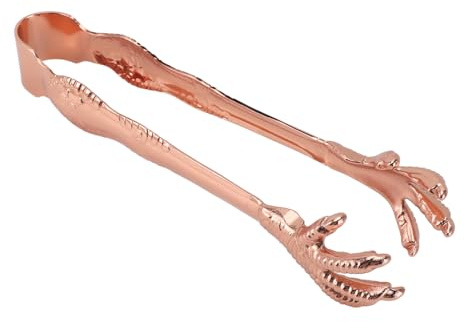 Tong de hielo estilo garra, 7,9 pulgadas de acero inoxidable en forma de águila de hielo pintura para cocinar abrazadera para recoger azúcar barra de cubo de hielo uso en el hogar (Copper Plated)