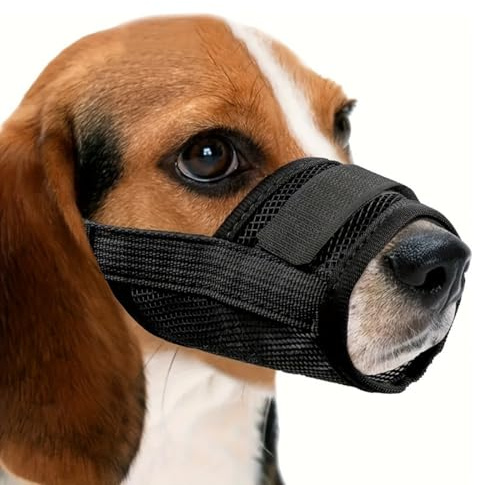 Muselière pour Chien en Maille Douce et Respirante, Museliere pour Chiens, Empêcher de Mordre, Mâcher, Aboyer, pour Les Chiens de Moyenne et Petite(noir, L)