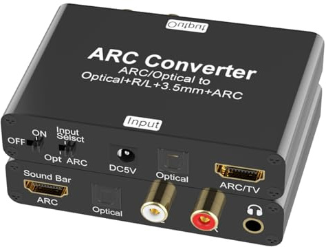 HDMI ARC Audio Extraktor 192kHz DAC Audio Wandler, Tendak ARC/Optical Toslink SPDIF zu SPDIF Cinch L/R 3,5 mm Aux Stereo Audio Adapter, HDMI ARC Audio TV Adapter und Digital zu Analog Audio Konverter