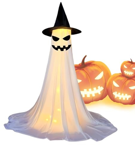 Halloween Ghost - Creepy Decoration, Illuminated Figure | Realistic Ghost Statue with LED Lighting, Weatherproof, Ideal For Garden, Indoor And Outdoor Use, Creates A Spooky Atmosphere At Halloween Par
