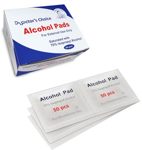 Isopropyl Alcohol Wipes, Individually Wrapped First Aid Skin Cleaning Easy-Tear Sachet Wipes (50PCS)