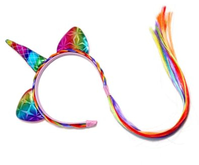 minkissy Einhorn Haarreif Bunter Haarreif mit Kunsthaar Zopf Leichtes Stirnband Party Accessoire für Jungen Mädchen Karneval Geburtstagsfeier