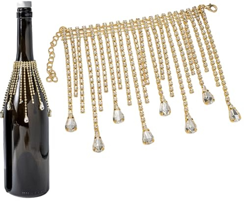 Flaschendekor-Quaste – 4,33 x 3,62 Zoll Weinflaschendekorationen, verstellbare Glasanhänger, Lange Quaste für Hochzeit, Valentinstag | Party, Geburtstag, Event, Zuhause, Tisch, Esszimmerzubehör