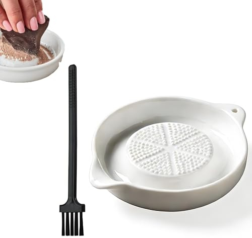 Plato Rallador, Rallador De Ajo De Cerámica, Plato De Rallador De Porcelana, Rallador De Cerámica Eficiente, Con Cepillo Especial, Para Triturar Puré De Manzana y Jugo De Jengibre(A)