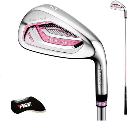 Mazza da golf da donna n. 7 in ferro per destrorsi, con copritesta leggera in titanio (#7, albero R-Carbon)