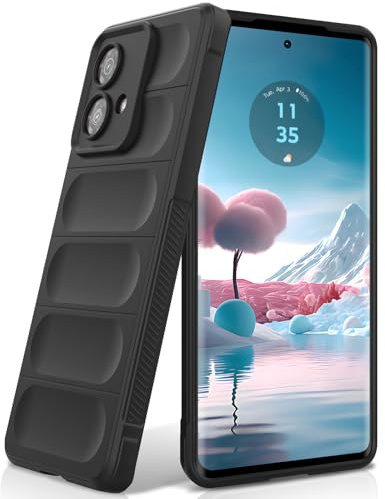 BonYonka Funda de Silicona para Motorola Moto Edge 40 Neo, Negro | Diseño Ondulado Antigolpes, Forro Interior de Microfibra Antirrayas, Tacto Suave y Sedoso, Protección Militar contra Caídas