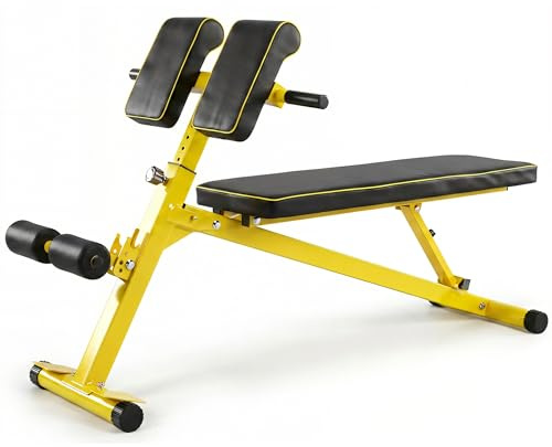 45-graders ryggresningsbänk för hyperextensions – justerbar höjd och rygg, robust och bekväm – träning för sätesmuskler, lår och mage – hopfällbar gymbänk för sit-ups för hemmabruk