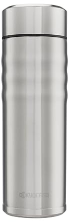 Kyocera TWIST TOP - isolierte Trinkflasche mit keramischer Innenbeschichtung | schadstoff-frei | auslaufsicher | leicht | stylisch | edelstahl, 500 ml, MB-17S SS | Vakuumisolierter Edelstahlkörper hält heiße/kalte Temperaturen, Keramik-Innenseite verhindert metallischen Geschmack