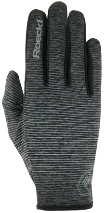 Roeckl Sports Lauf Handschuh JAVA, Running Unisex Fingerhandschuh, Anthrazit Melange, Größe 6-11