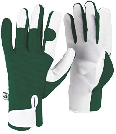 Spear & Jackson GNMGLOVESKEW Gants en cuir paume de la collection Kew Gardens, vert, moyen