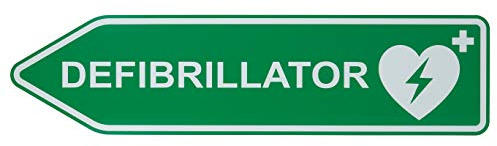 MedX5 Defibrillator (AED) Straßenschild (Linksweisend), 60cmx15cm Standort Kennzeichnung, Defi Standortschild, AED Markierung