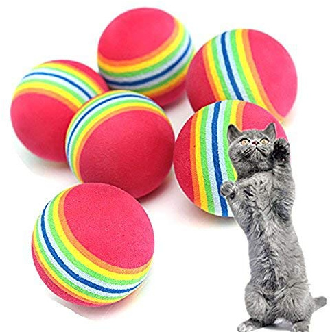 Goodplan Super Qualité 10pcs Flottant Chat Jouet pour Animaux De Compagnie Jouet Super Q Arc-en-Boule EVA Doux Mousse Activité Chase Jouer pour Chiot Kitty Activité de Plein Air Jouer Formation