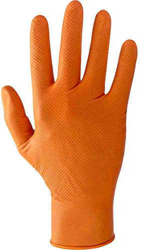 1 CF de guantes de nitrilo, color naranja, talla L, 50 unidades