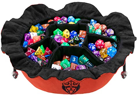 CardKingPro Immense Würfelbeutel mit Taschen – Orange – Kapazität 150+ Würfel – Großartiger Organizer für Würfelsammler, Perfekt für Dungeons and Dragons [Patentiertes Design]