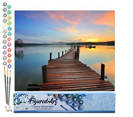 Figured'Art Peinture par Numéro Adulte Chemin sur l'eau - Activité Manuelle Kit de Loisir Créatif DIY Numéro d'Art Complet - 40x50cm sans châssis en bois
