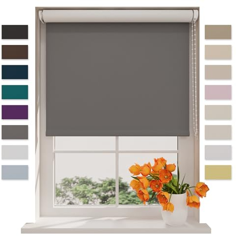 DTCH® Verdunkelungsrollo, grau, 90 x 190 cm | Für Fenster, 100% verdunkelnd, Wand- oder Deckenmontage, Klemmfix separat erhältlich, Breiten bis 240 cm, kindersicher