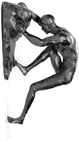 Unbound Harz, Klettermann, Wandskulpturen, kreative handgearbeitete Skulptur, Figur für Bar/Zuhause/Büro, Kunstdekor (Rock zwei Hände)
