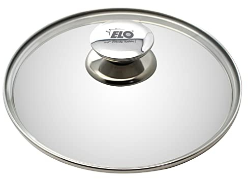 ELO 73025 Glasdeckel Galant 24 cm, aus Glas mit Edelstahlknopf, Silber | stoßfester Edelstahlrand,Edelstahlknopf mit Fingerschutzplatte, spülmaschinengeeignet