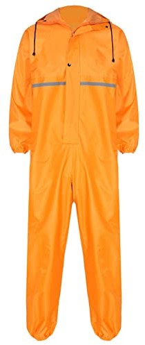 ranrann Homme Combinaison de Pluie Imperméable Réfléchissant Salopette de Travail à Capuche Combinaison Pêche Zippé Multi-Usage Vêtements de Pluie M-4XL
