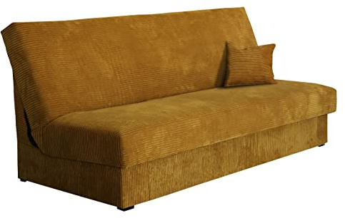 Mirjan24 Schlafsofa Adela Mini Cord mit Bettkasten, 3 Sitzer Sofa, Bettsofa, Couch mit Schlaffunktion, Polstersofa, Schlafsofa, Couchgarnitur, Farbauswahl (Poso 1)