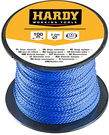 HARDY Maurerseil zum Markieren von Loten und Ebenen Nützlich für Renovierungs- und Bauarbeiten Universell Beständig gegen mechanische Witterungseinflüsse Spule 100 m fi 2 mm