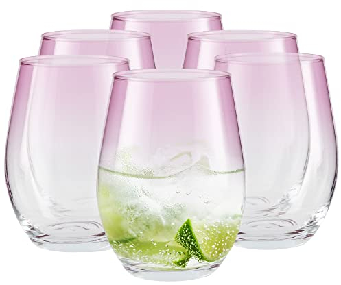 TREND FOR HOME Juego de 6 Vasos de Agua 580 ml Vasos de Colores Set Vaso Soft Drink Tumbler para Cocteles Juego de Beber Vasos Soft Drink | Rosa | Phoebe Secret Pastels