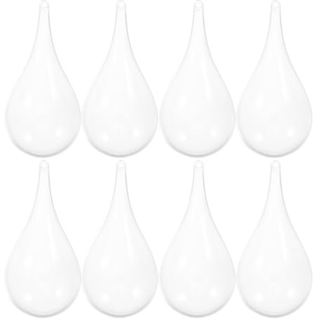 Cabilock 8Er Set Befüllbare Wasser Tropfen Form Kugeln 4.33In Transparent Bastelornamente Mit Aufhängeschlaufe Für Weihnachtsdeko Hochzeit Party Geschenkverpackung