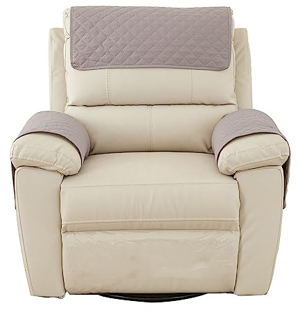 Bieyaet Armlehnenbezüge, Sofa Armlehne Kopfstützenbezug Für SesselSofadecken für Sitzfläche, Sofaschoner rutschfest, Sesselschoner für Relaxsessel (Hellgrau,1-Sitzer Liege | 3 STK)