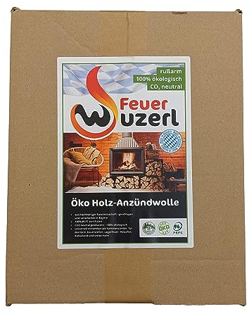 Feuerwuzerl® aus Bayern - Holzwolleanzünder, Kaminanzünder, Grillanzünder, Ofenanzünder - CO2 neutral produziert - 100% ökologisch - geschlagen und verarbeitet in Bayern (Gewicht: 1,5 kg-ca. 120 St.)