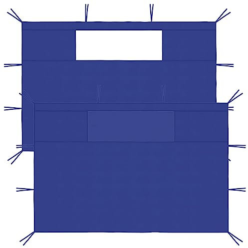 ARKEM Pavillon-Seitenwände mit Fenstern 2 STK. Blau TerassenüBerdachung Gartenpavillon Winterfest