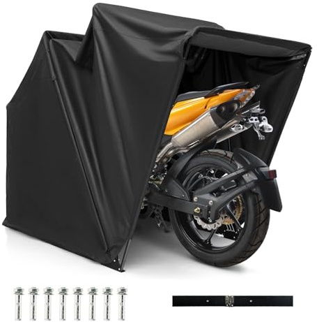 COSTWAY Motorrad Zeltgarage, 342 x 137 x 190 cm, Motorrad Abdeckplane Oxford-Stoff mit Metallrahmen, Motorradplane Wasserdicht wetterfest, Motorradgarage Outdoor für Motor Moped Roller Motorroller