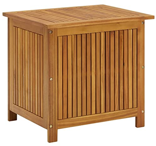 Hommdiy Massivholz, Gartenbox, Kissenbox, Sitzbank, Kissenbox, Gartenbank, Aufbewahrungsbox, Albiziaholz,Braun,60x50x58 cm