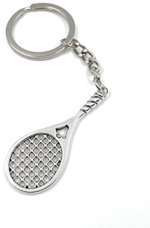 Onwomania Tennis Schläger Sport Schlüsselanhänger Metall Glücksbringer in Alu Geschenkbox, ideal zum Verschenken