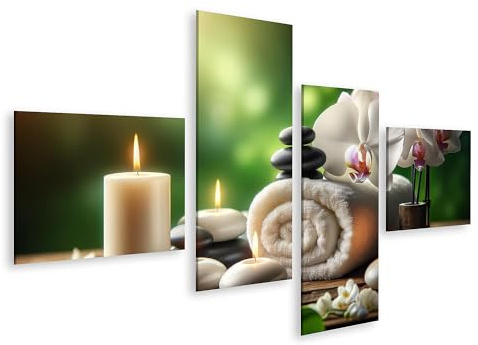 islandburner Bild auf Leinwand Wellness-Oase mit Kerzen und Orchideen Spa Thai Massage Studio Bilder Wandbilder Poster