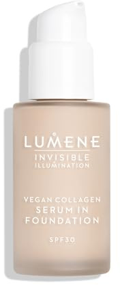 LUMENE Invisible Illumination Getönte Serum-Foundation | LSF 30 | Farbton 0,5 | Angereichert mit veganem Kollagen und Hyaluronsäure | Spendet Feuchtigkeit, hellt auf und schützt | Vegan | 30 ml
