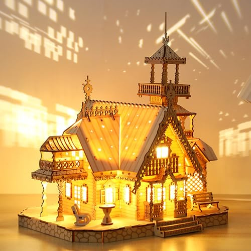 Foyucool Puzzle 3D de Madera para Adultos, Kit DIY con Diseño Único, Rompecabezas para Montar, Regalo Ideal para Cumpleaños o Navidad, Country Villa