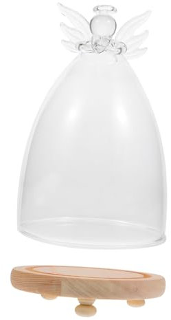 OFFSCH Cupola in Trasparente Copertura Fiori Eterni E Statuette Realizzata Legno Per Esposizione Su Tavolo O Scrivania