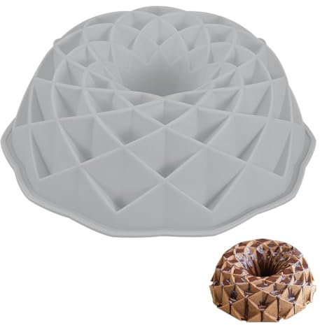 gvivej Stampo in Silicone per Torte, 23 cm Teglia per ciambellone in Silicone, Stampo per la Preparazione Della Torta Mousse di Pane, Grigio