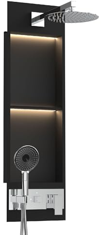 Bernkot Shower Niche System w/LED Lights, Bathroom Shower System w/ 304 Stainless Steel Wall Niche
