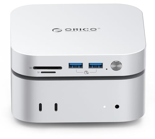 ORICO MiniMate 4TB Externe SSD Kompatibilität mit Mac mini M4, 2TB für 40Gbps(3200MB/s) Datenverarbeitung, 2TB für 1000MB/s Backup-Speicher, USB 3.0(10Gbps) * 3, TF & SD 4.0, Power Switch, M4Ultra