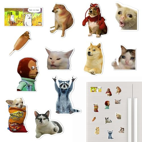 Cat Meme Fridge Magnet Kühlschrankmagne - 12 Stück Katze Kühlschrankmagnete - Geschenke Merch Lustige Dekoration Stoßstangen Aufkleber Kühlschrank Metallmagnet - Katze Flexibel Wiederverwendbar
