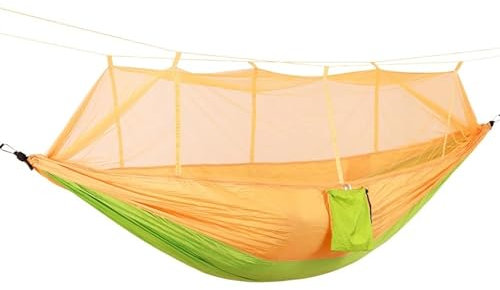 QIUYMGFG Hängematte Outdoor Camping Hängematten 1/2Person Leichte Camping Hängematte Zelt Markise Moskitonetz Hängematte Baldachin 210T Nylon Hängematten(2 Person Net Yellow)