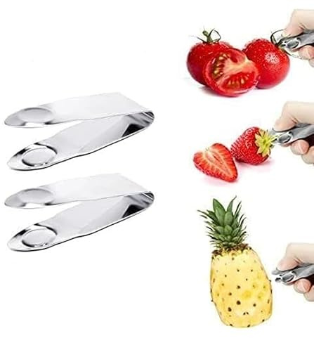 2 Pcs Stainless Steel Strawberry Huller Fruit Stem Remover Home Kitchen Tools for Cherry Tomato (Silver)