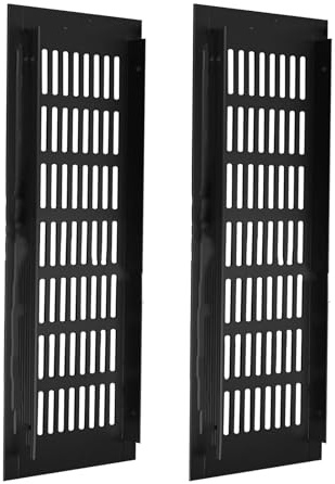 2 Stück Lüftungsgitter Schwarz, rechteckige Aluminium Abdeckgitter, Korrosionsschutz für Kleiderschränke und Schlafzimmerlüftung (80x300 mm)