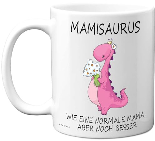 Mamisaurus Tasse Mama Geschenk, Lustige Geschenke für Mama zum Geburtstag | Muttertag oder Weihnachten, 11oz Kaffeetasse Keramik, Mikrowellen- & Spülmaschinenfest, Geschenkidee von Tochter Sohn