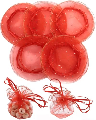 KEMUZ 50 Stück Organzasäckchen 26cm, Kleine Säckchen zum Befüllen Organza Säckchen Geschenksäckchen Organzasäckchen Weihnachten Organzabeutel Geschenkbeutel für Party Geburtstag Hochzeit Festival