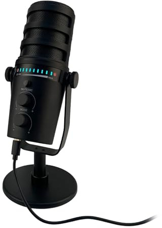 Beimus Micrófono dinámico USB para juegos de podcasting y transmisión con tecnología de cancelación de ruido, micrófono cardioide
