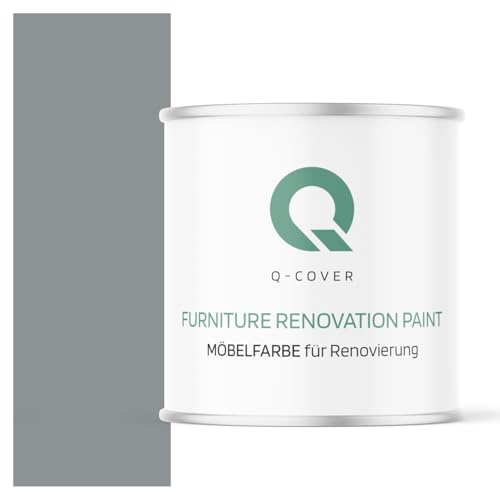 Q-COVER Möbelfarbe Halbmatt | Farbton: Telegrau RAL 7045 2,5L | Holzfarbe für Möbel & Innenausbau | Deckend, wasserbasiert, kratzfest | Für Küchen, Schränke, Tische, Gartenmöbel