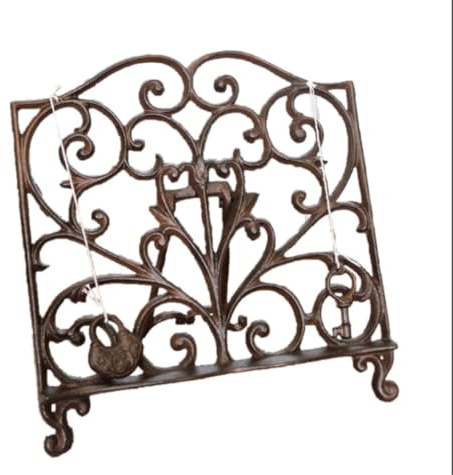 Supporto per ricettario in ghisa, stile vintage, per libri di cucina, decorativo, in metallo, per libri di cucina